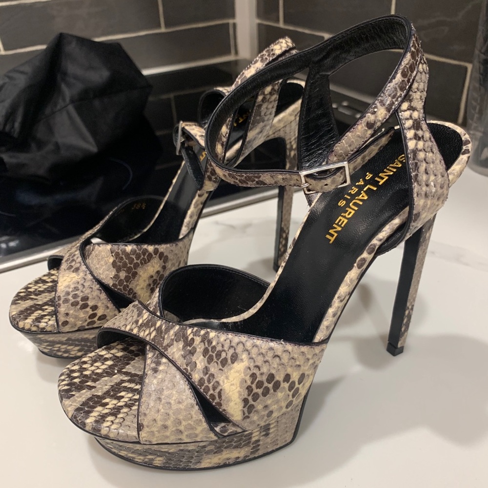 Ysl Tribute Platform Sandals In Python Print - image 1